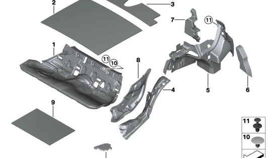 Schalldämmung der rechten Hintertür für BMW 3er F30, F31, F80 (OEM 51487263414). Original BMW