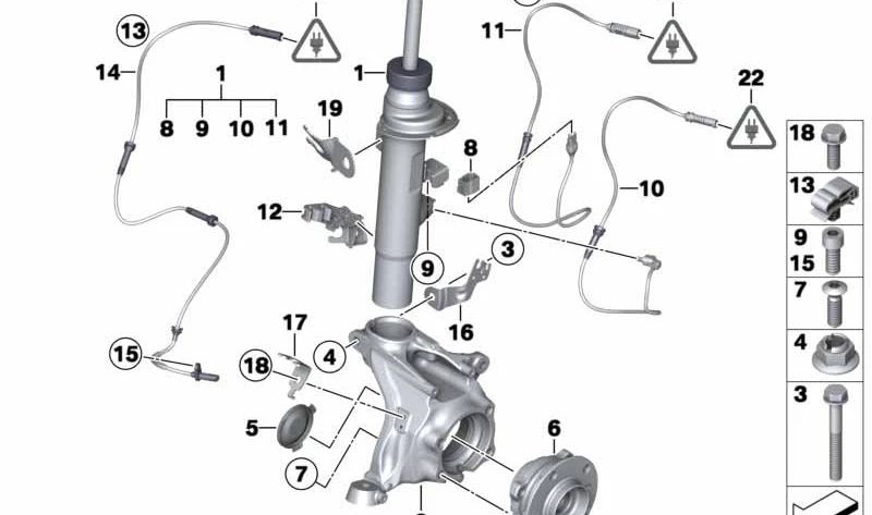 Amortiguador delantero izquierdo OEM 37116797025 para BMW F25, F26. Original BMW.