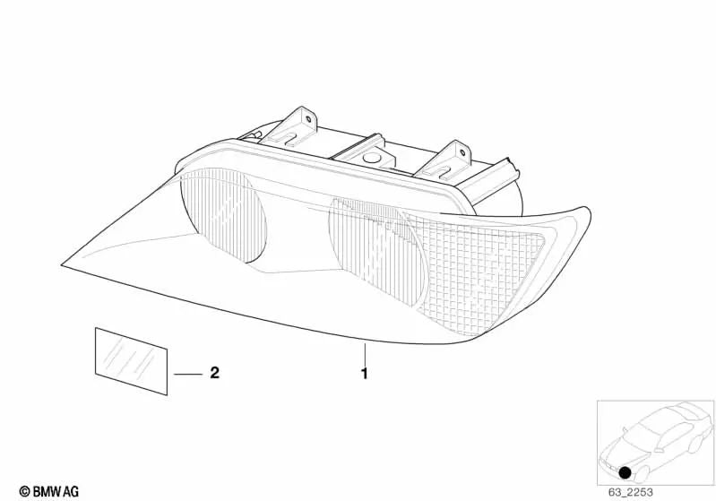 Right headlight for BMW E90, E91, E92, E93 (OEM 63128400792). Genuine BMW