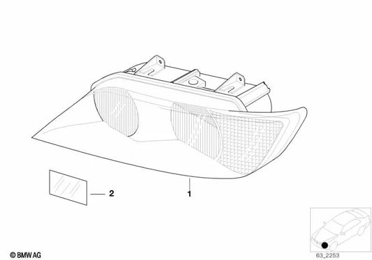 Beacon direito para BMW E90, E91, E92, E93 (OEM 63128400792). BMW original