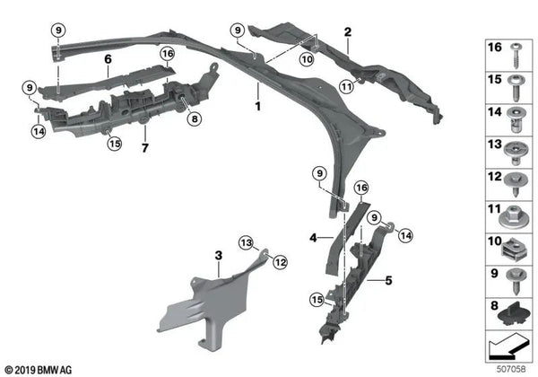 Pared Delantera Inferior para BMW Serie 3 G20, G20N, G21, G21N (OEM 51717428164). Original BMW.