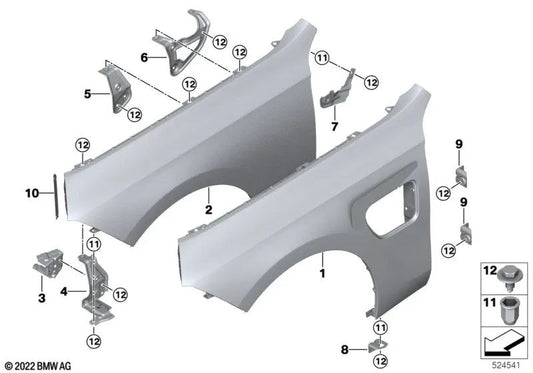 Soporte del elemento de deformación delantero izquierdo para BMW Serie 7 G70 (OEM 41145A37987). Original BMW.