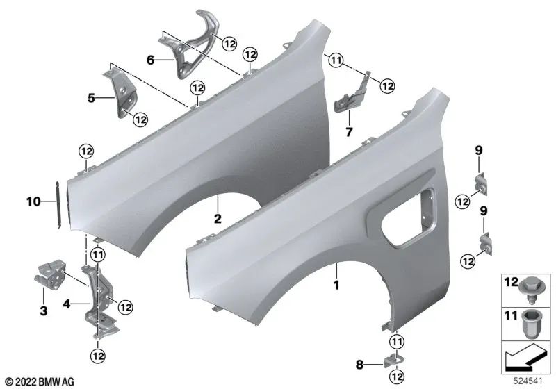 Soporte lateral delantero izquierdo 2 para BMW G70 (OEM 41355A2F565). Original BMW