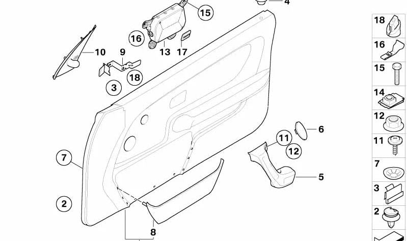 Revestimiento de puerta delantero izquierdo para BMW Serie 3 E36 (OEM 51418186547). Original BMW