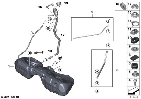 Tubo de llenado para BMW G28, G28N (OEM 16119485068). Original BMW