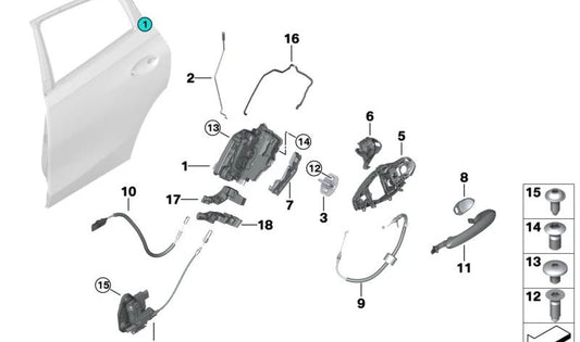 Amortiguador de portón trasero derecho OEM 51227474646 para BMW G06, F96. Original BMW.