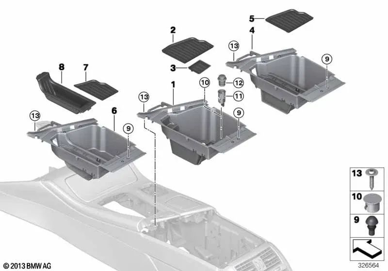 Insert mat for BMW 5 Series F10N, F11N (OEM 51169288731). Original BMW.