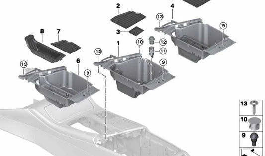 Alfombrilla para Compartimento para BMW F10, F11, F18 (OEM 51169288728). Original BMW