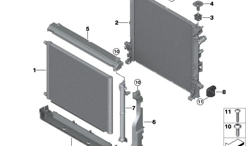 Refrigerador de Líquido Refrigerante para BMW X5 G05, X6 G06, X7 G07 (OEM 17115A5C822). Original BMW