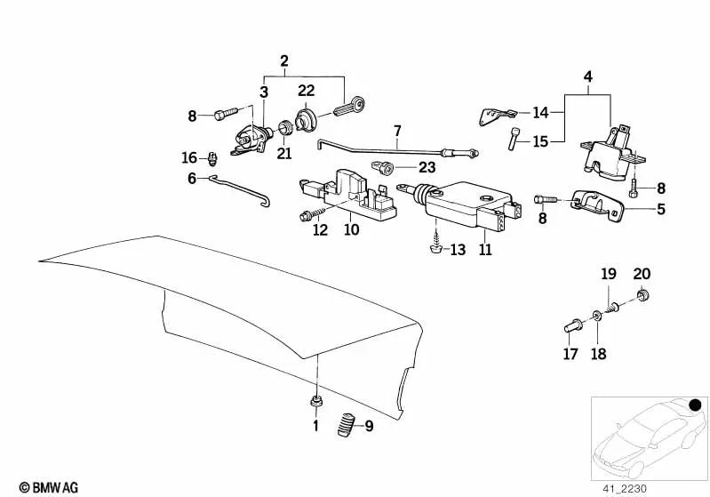 Lock with key for BMW 5 Series E34 (OEM 51241973489). Original BMW