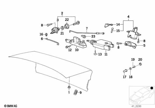 Lock with key for BMW 5 Series E34 (OEM 51241973489). Original BMW