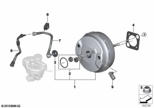 Brake booster repair kit for BMW G30, G31, G38, G32N, G11, G12 (OEM 34336874528). Genuine BMW