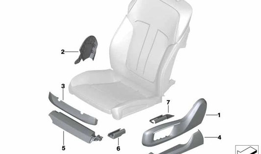 Carcasa del carril del asiento trasero derecho para BMW G11, G12 (OEM 52107990314). Original BMW