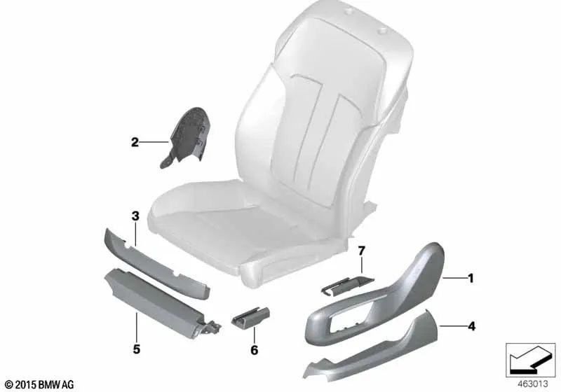 Revestimiento de asiento interior derecho para BMW Serie 7 G11, G11N, G12, G12N (OEM 52107990420). Original BMW