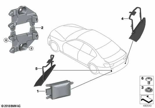 Capteur d'avertissement de changement de maître droit pour la série BMW 3 F30N, F31N, F34, F35N, F80 (OEM 66326884287). BMW d'origine