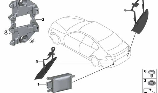 Sensor de ángulo muerto derecho OEM 66326885935 para BMW F30, F31, F34, F35, F32, F33. Original BMW.