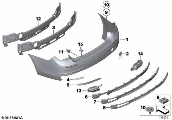 Revestimiento del parachoques trasero, parte inferior, para BMW F01, F01N, F02, F02N (OEM 51128047361). Original BMW