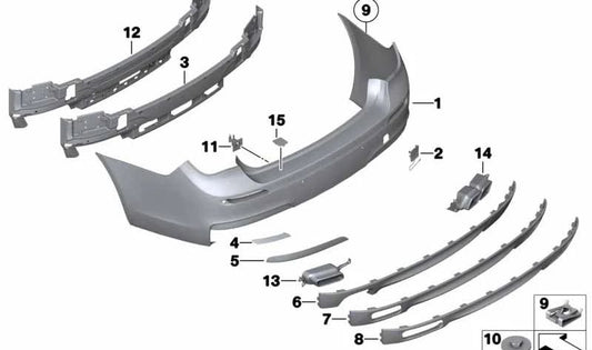 Moldura trasera derecha para BMW Serie 7 F01, F02, F04 (OEM 51128099326). Original BMW