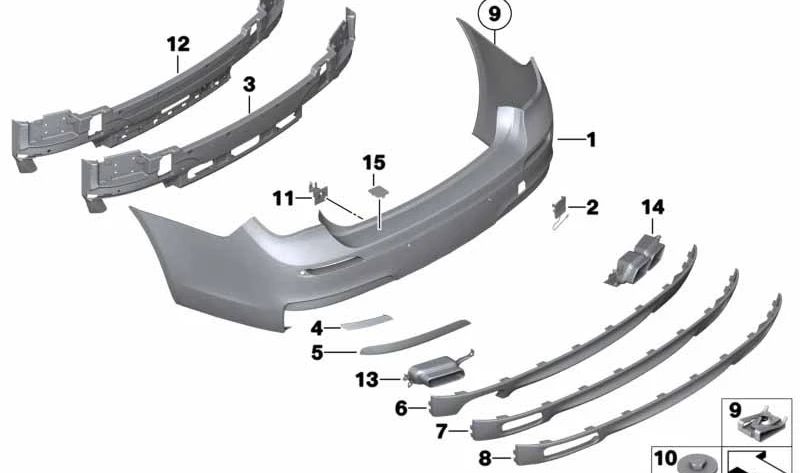 Paragolpes trasero imprimado OEM 51127898876 para BMW F01, F02, F04. Original BMW