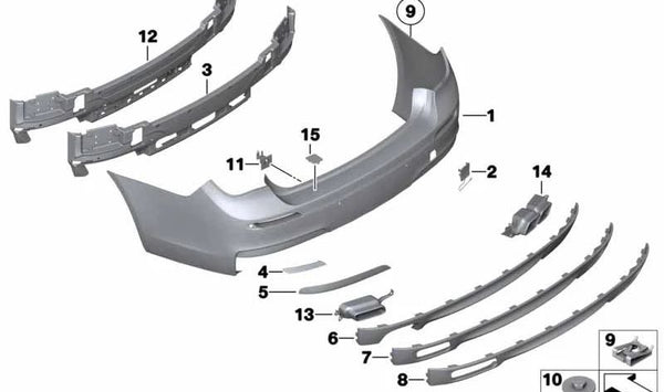 Soporte sensor PDC trasero OEM 51122163616 para BMW F01, F02, F04. Original BMW.