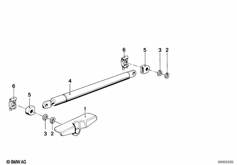 Gas spring for BMW 6 Series E24, 7 Series E23 (OEM 51231869147). Genuine BMW