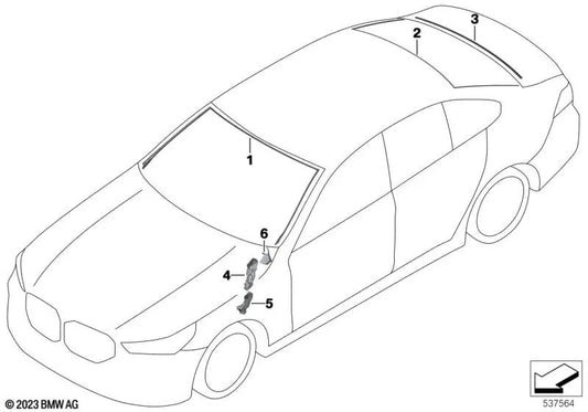 Cubierta luneta trasera superior para BMW G60 (OEM 51315B336D3). Original BMW