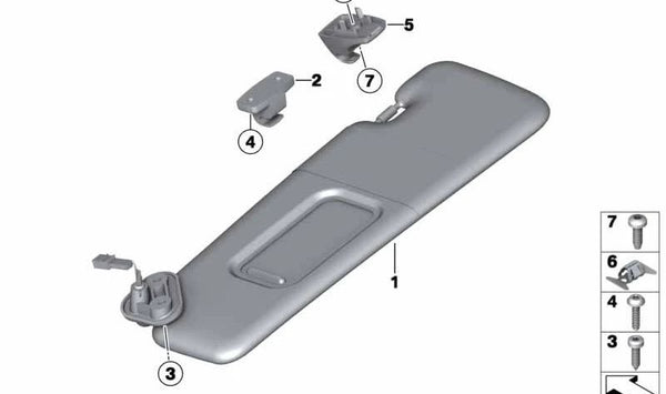 Parasol derecho en Alcantara con etiqueta OEM 51168052478 para BMW F06, F12, F13. Original BMW.