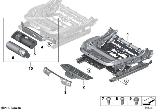 Right seat mechanism for BMW 8 Series F91, F92, G14, G15 (OEM 52107421858). Original BMW