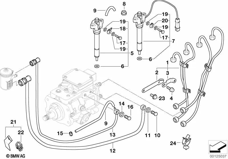 Kraftstoffrücklaufrohr für BMW 3er E46 (OEM 13532247415). Original BMW