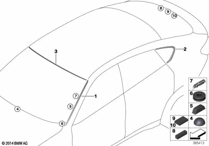 Moldura de la ventanilla lateral trasera izquierda para BMW X6 F16 (OEM 51377377893). Original BMW