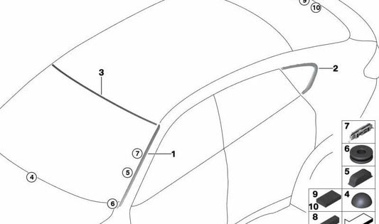 Lista de drenaje de agua imprimada derecha para BMW X6 F16, F86 (OEM 51317292408). Original BMW.