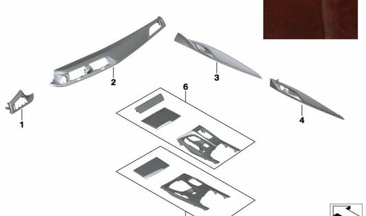 Cubierta Puerta Ciruela Marrón Trasera Izquierda para BMW Serie F90, G30, G31 (OEM 51427994237). Original BMW