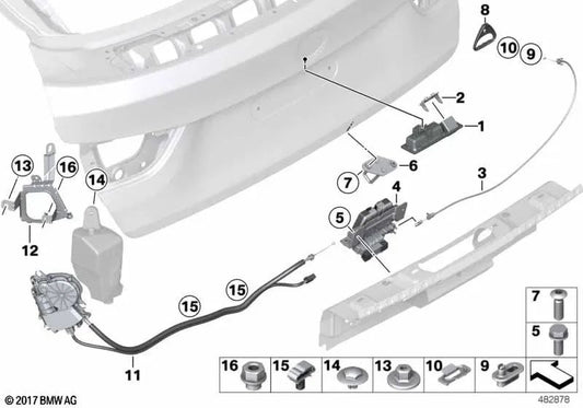 Cerradura del maletero para BMW F34, F34N, F16, F86 (OEM 51247397630). Original BMW