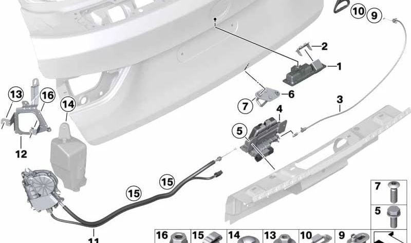 OEM emergency unlock cable 51247298986 for BMW F34, F36. Original BMW.