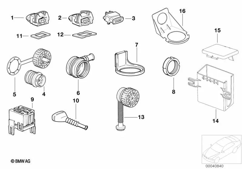 Carcasa del conector de la sonda lambda para BMW Serie 3 E36 (OEM 12521732742). Original BMW