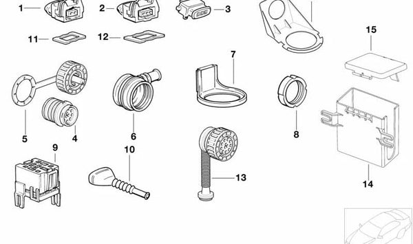 Tapa de protección para BMW Serie 1 E81, E82, E87, E88 Serie 3 E30, E36, E46, E90, E91, E92, E93 Serie 5 E34, E39, E60, E61, F10, F11, F18 Serie 6 E63, E64 Serie 7 E38, E65, E66, F01, F02 Serie 8 E31 X1 E84 X3 E83, F25 X5 E53, E70 X6 E71 Z4 E85, E86, E89