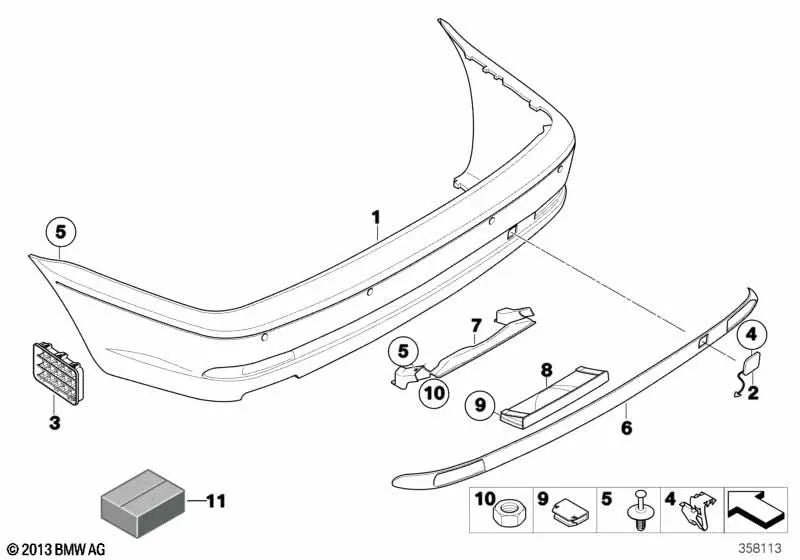 Tapón para gancho de remolque para BMW Serie 3 E46 (OEM 51127173749). Original BMW.