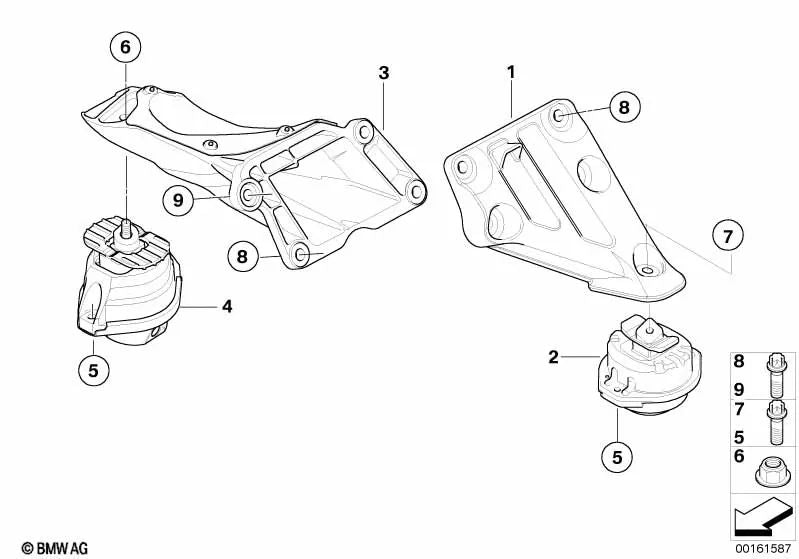 Motor de apoyo derecho para BMW Serie 5 E60N, E61N (OEM 22116776668). Original BMW