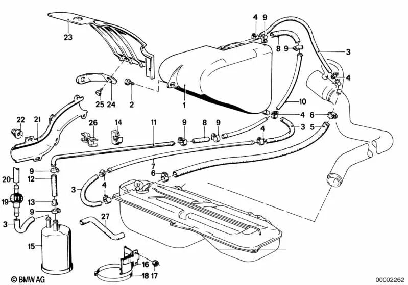 Tube 8X0.7X1500 for BMW Series 3 E30 (OEM 16131178627). Genuine BMW