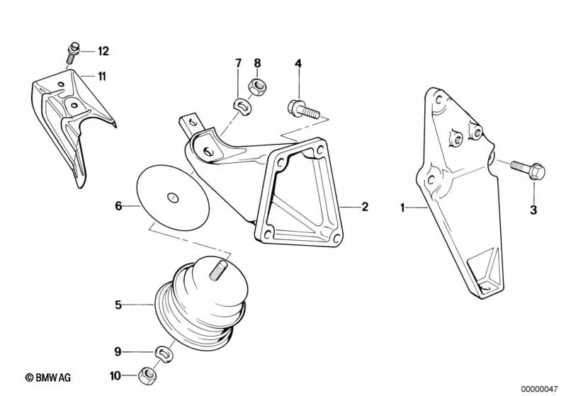 Soporte de goma para BMW E30 (OEM 11811137076). Original BMW.