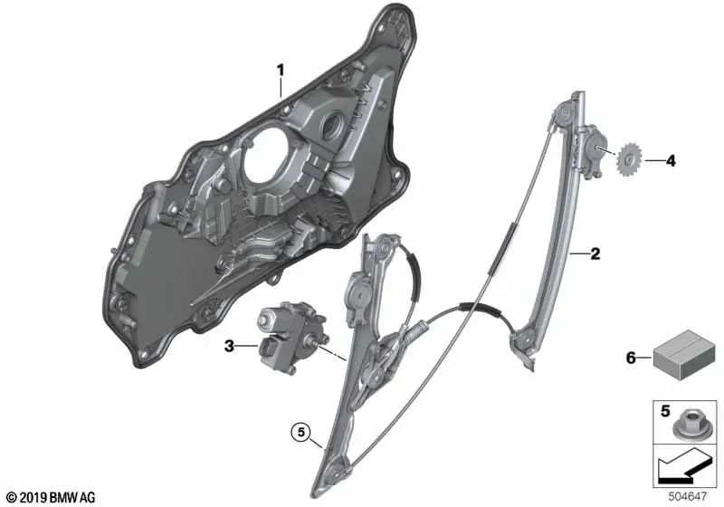 Elevalunas sin motor delantero derecho para BMW F93, G16 (OEM 51338497032). Original BMW.