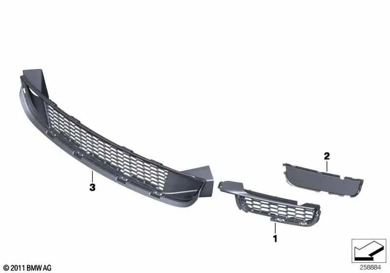 Zentrales Lufteinlassgitter für BMW 6er F06, F12, F13 (OEM 51118050346). Original BMW.