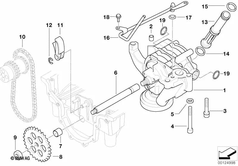 Engranaje de cadena para BMW E39, E52 (OEM 11411406226). Original BMW