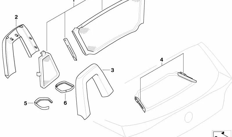 Cubierta derecha para BMW E85 (OEM 51437056316). Original BMW.