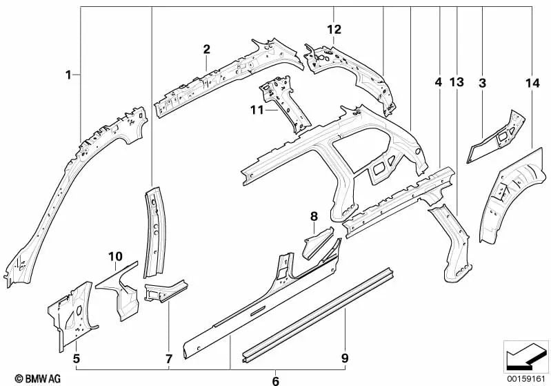 Left side member appliqués for BMW E90, E90N, E91, E91N, E92, E92N (OEM 41117145341). Original BMW.