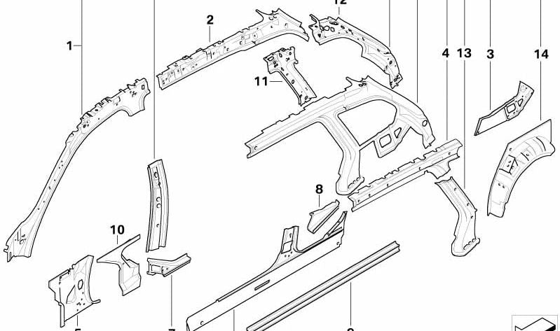 Left side member for BMW 3 Series E90N, E91N (OEM 41217277347). Original BMW