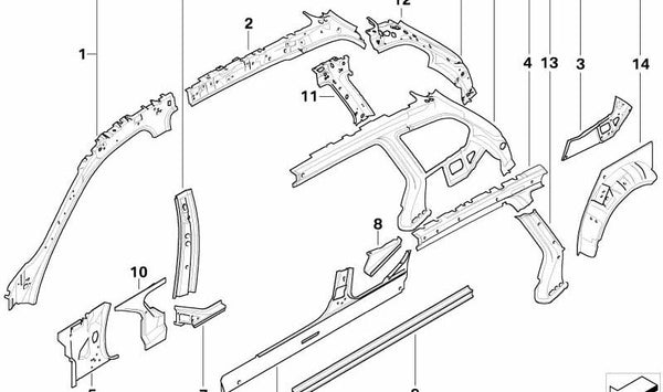 Larguero izquierdo para BMW Serie 3 E90N, E91N (OEM 41217277347). Original BMW