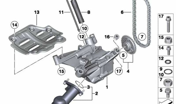 Bomba de aceite OEM 11415A0E719 para BMW F01, F02. Original BMW.