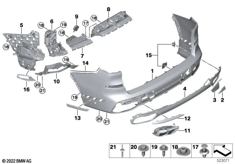 Blende Abgasanlage izquierda para BMW X5 G05N, X6 G06N, X7 G07N (OEM 51125A1FA15). Original BMW.