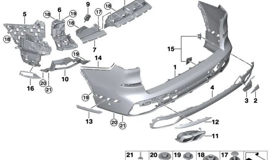 OEM 51125A5C8E8 right exhaust pipe beautification for BMW G05, G18, G06, G07. Original BMW.